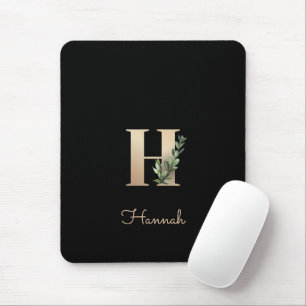 Eleganter Botanischer Monogramm-Brief H Mousepad