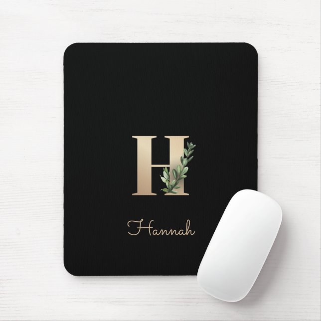 Eleganter Botanischer Monogramm-Brief H Mousepad (Mit Mouse)