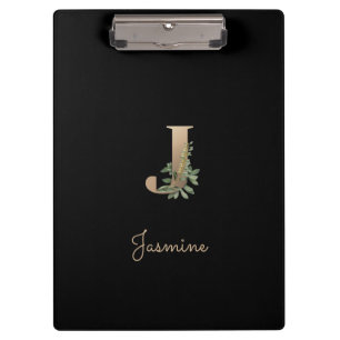 Eleganter Botanischer Monogramm-Brief J Klemmbrett