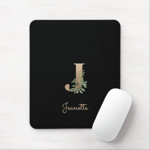 Eleganter Botanischer Monogramm-Brief J Mousepad