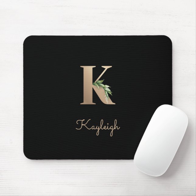 Eleganter Botanischer Monogramm-Brief K Mousepad (Mit Mouse)