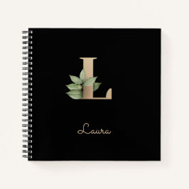 Eleganter Botanischer Monogramm-Brief L Notizbuch