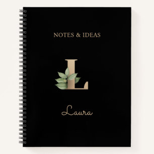 Eleganter Botanischer Monogramm-Brief L Notizbuch