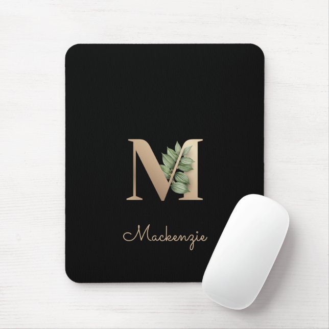 Eleganter Botanischer Monogramm-Brief M Mousepad (Mit Mouse)
