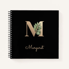 Eleganter Botanischer Monogramm-Brief M Notizbuch