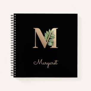 Eleganter Botanischer Monogramm-Brief M Notizbuch