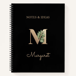 Eleganter Botanischer Monogramm-Brief M Notizbuch