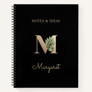 Eleganter Botanischer Monogramm-Brief M Notizbuch
