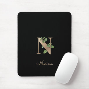 Eleganter Botanischer Monogramm-Brief N Mousepad