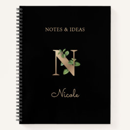 Eleganter Botanischer Monogramm-Brief N Notizbuch