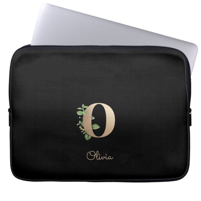 Eleganter Botanischer Monogramm-Brief oder Laptop- Laptopschutzhülle (Vorderseite)