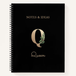 Eleganter Botanischer Monogramm-Brief Q Notizbuch