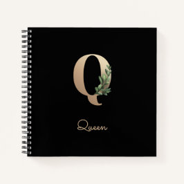 Eleganter Botanischer Monogramm-Brief Q Notizbuch