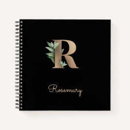 Eleganter Botanischer Monogramm-Brief R Notizbuch