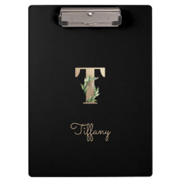 Eleganter Botanischer Monogramm-Brief T Klemmbrett