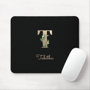 Eleganter Botanischer Monogramm-Brief T Mousepad
