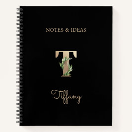 Eleganter Botanischer Monogramm-Brief T Notizbuch