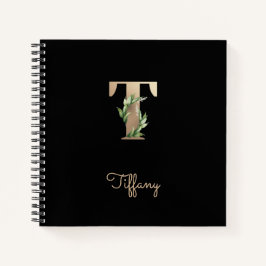 Eleganter Botanischer Monogramm-Brief T Notizbuch