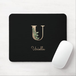 Eleganter Botanischer Monogramm-Brief U Mousepad
