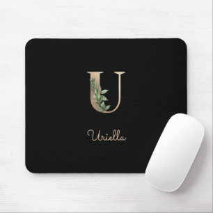 Eleganter Botanischer Monogramm-Brief U Mousepad