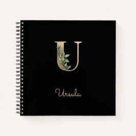 Eleganter Botanischer Monogramm-Brief U Notizbuch