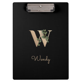 Eleganter Botanischer Monogramm-Brief W Klemmbrett