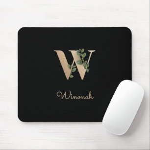 Eleganter Botanischer Monogramm-Brief W Mousepad