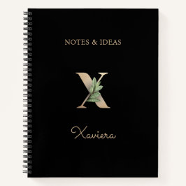 Eleganter Botanischer Monogramm-Brief X Notizbuch