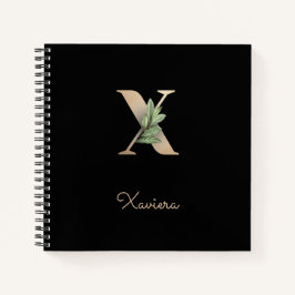 Eleganter Botanischer Monogramm-Brief X Notizbuch