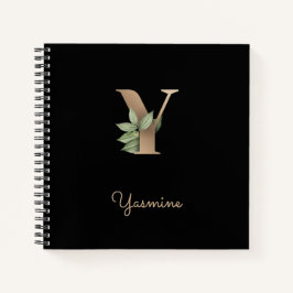 Eleganter Botanischer Monogramm-Brief Y Notizbuch