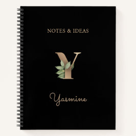 Eleganter Botanischer Monogramm-Brief Y Notizbuch
