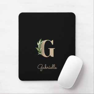 Eleganter Botanischer Monogramm-Buchstabe G Mousepad