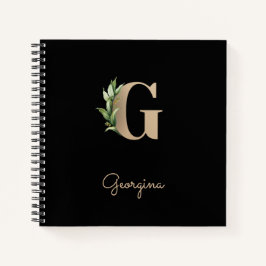 Eleganter Botanischer Monogramm-Buchstabe G Notizbuch