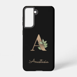 Eleganter Botanischer Monogramm-Goldbrief A Samsung Galaxy Hülle