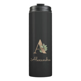 Eleganter Botanischer Monogramm-Goldbrief A Thermosbecher