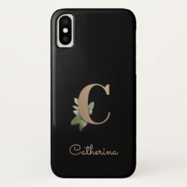 Eleganter Botanischer Monogramm-Goldbrief C Case-Mate iPhone Hülle