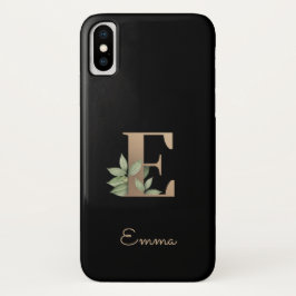 Eleganter Botanischer Monogramm-Goldbrief E Case-Mate iPhone Hülle