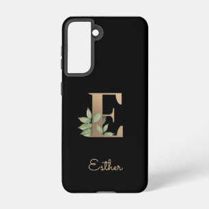 Eleganter Botanischer Monogramm-Goldbrief E Samsung Galaxy Hülle