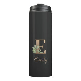 Eleganter Botanischer Monogramm-Goldbrief E Thermosbecher