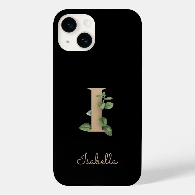 Eleganter Botanischer Monogramm-Goldbrief I Case-Mate iPhone 14 Hülle (Rückseite)