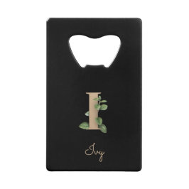 Eleganter Botanischer Monogramm-Goldbrief I Geldbeutel Flaschenöffner