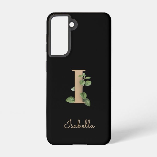 Eleganter Botanischer Monogramm-Goldbrief I Samsung Galaxy Hülle (Rückseite)
