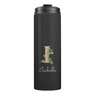 Eleganter Botanischer Monogramm-Goldbrief I Thermosbecher