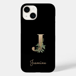 Eleganter Botanischer Monogramm-Goldbrief J Case-Mate iPhone 14 Hülle