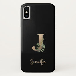 Eleganter Botanischer Monogramm-Goldbrief J Case-Mate iPhone Hülle