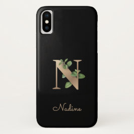 Eleganter Botanischer Monogramm-Goldbrief N Case-Mate iPhone Hülle