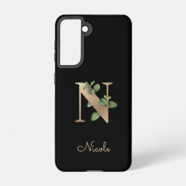Eleganter Botanischer Monogramm-Goldbrief N Samsung Galaxy Hülle