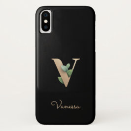 Eleganter Botanischer Monogramm-Goldbrief V Case-Mate iPhone Hülle