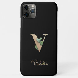 Eleganter Botanischer Monogramm-Goldbrief V Case-Mate iPhone Hülle