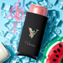 Eleganter Botanischer Monogramm-Goldbrief V